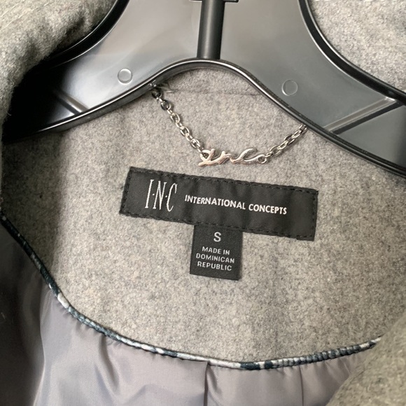 🩶NWOT INC Grey Peplum Wool Button Up Jacket - Picture 8 of 17